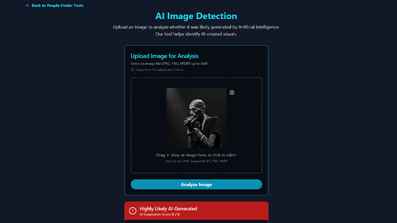 AI Image Detection Tool UI