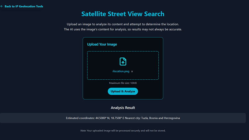 Satellite and Street View Search Tool UI